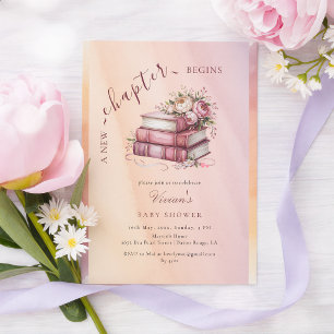 Invitation Nouveau chapitre commence Floral Books Baby Shower