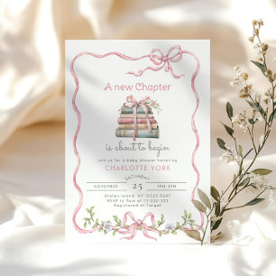 Invitation Nouveau chapitre fleur sauvage arc rose Baby showe