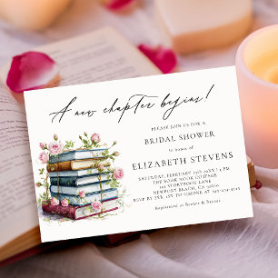 Invitation Nouveau chapitre Livre Lover Bookworm Rose Fête de