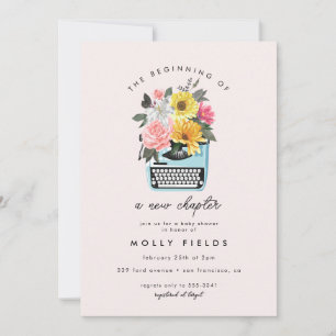 Invitation Nouveau chapitre Livres Baby shower d'écriture lit