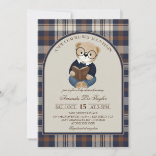 Invitation Nouveau chapitre ours Baby Shower 