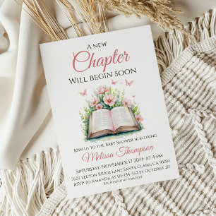 Invitation Nouveau chapitre Pink Girl Brunch Baby shower de l