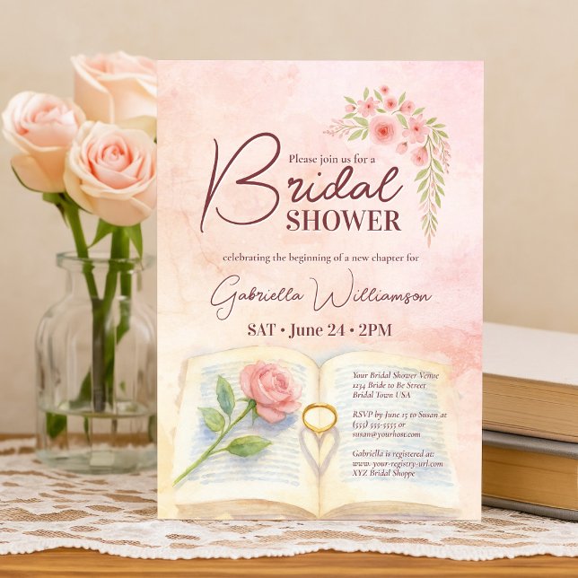 Invitation Nouveau chapitre Rose Rose & Anneau Fête des marié (Créateur téléchargé)