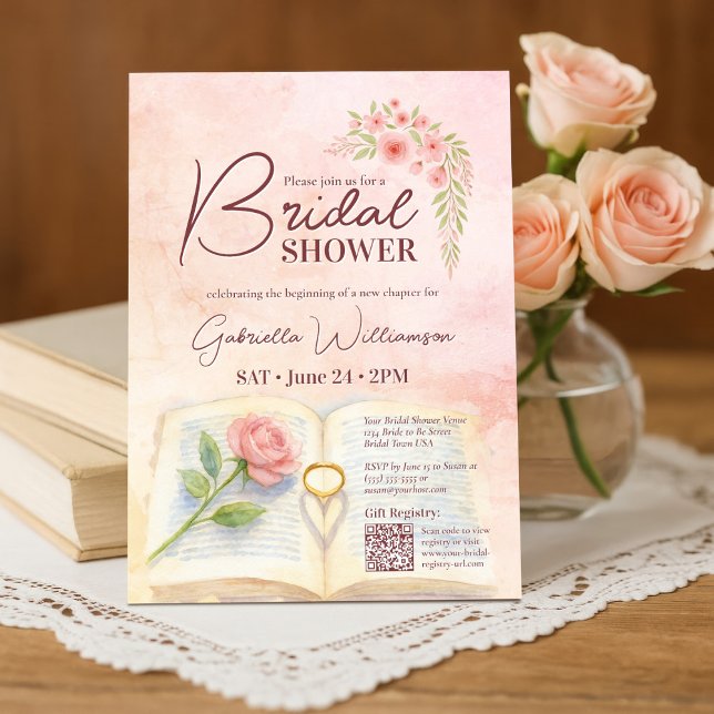 Invitation Nouveau chapitre Rose Rose Rose & Bague Fête des m (Créateur téléchargé)