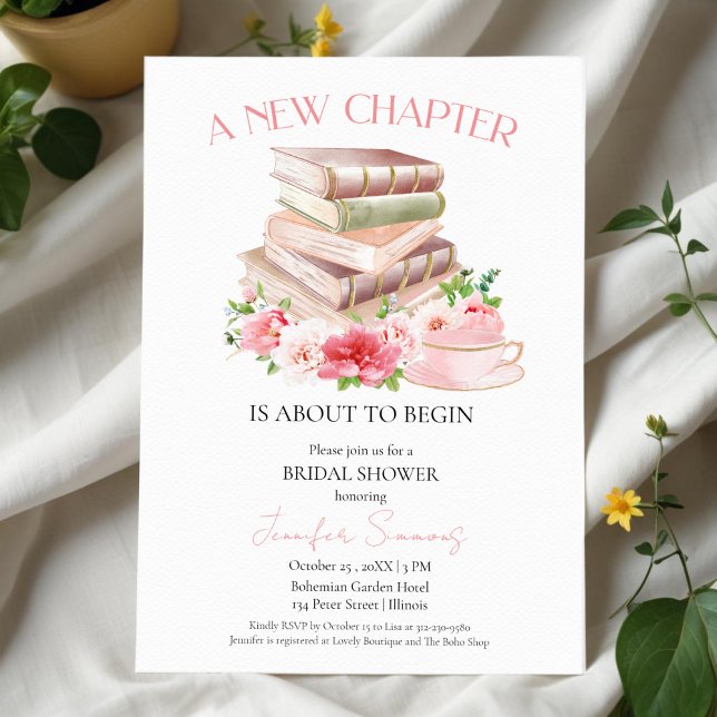 Invitation Nouveau chapitre | Tea & Livres Fête des mariées a (Créateur téléchargé)