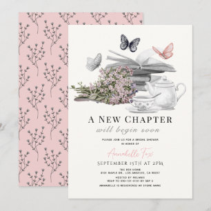Invitation Nouveau chapitre Tea Party Papillon Fête des marié