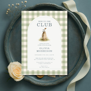 Invitation Nouveau Dans Le Club Golf Gingham Baby Shower