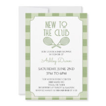 Nouveau Dans Le Club Vert Sauge Tennis Baby Shower