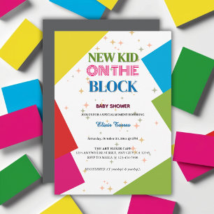 Invitation Nouveau Gamin dans le Bloc Fête de Naissance Color