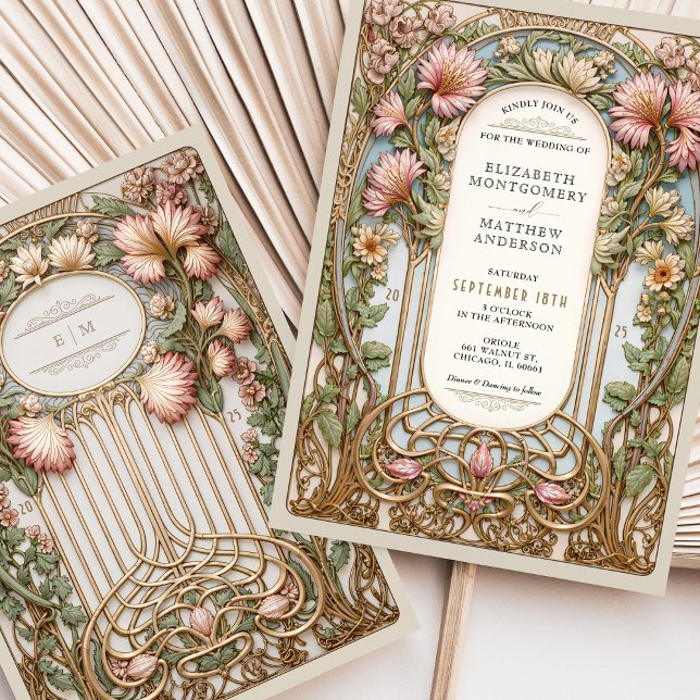Invitation Nouveau Mariage Floral Arch Faux Gold (Créateur téléchargé)