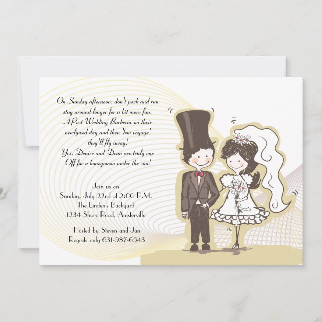Invitation Nouveau Mariés Adorables Carton d'Invitation de Ma (Devant)