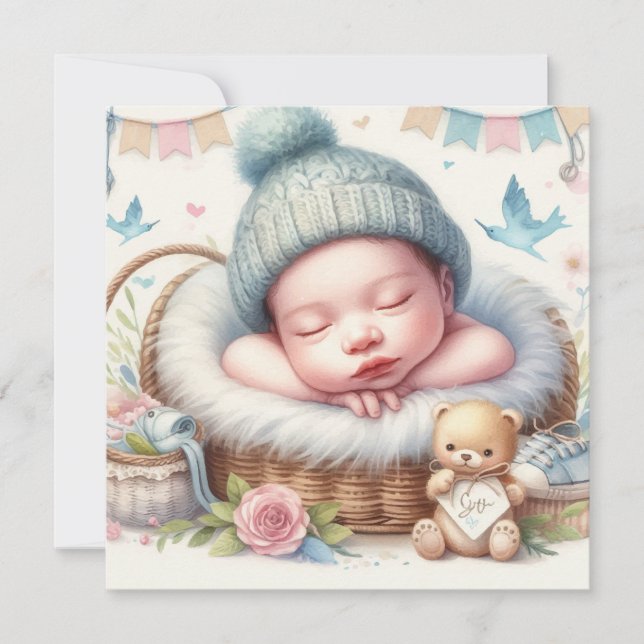 Invitation nouveau-né mignon (Devant)