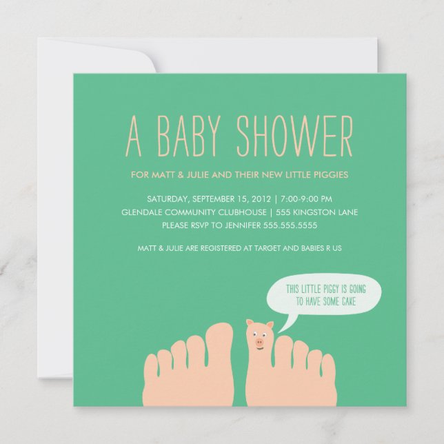 Invitation Nouveau petit baby shower de Piggies (Devant)