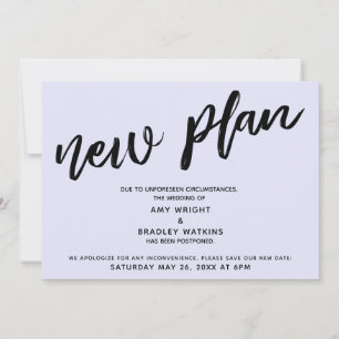 Invitation Nouveau plan annonce de report de mariage lavande