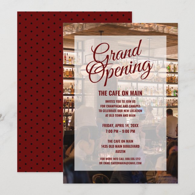 Invitation Nouveau restaurant Grand Ouverture| Nouveau (Devant / Derrière)