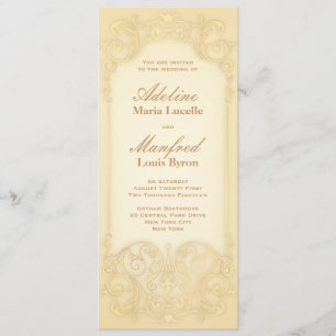 Invitation Nouveau Victorien : Mariage de fantaisie or pâle