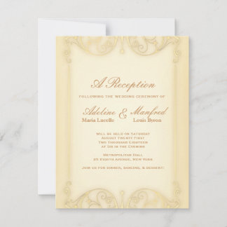 Invitation Nouveau Victorien : Mariage Fantaisie en Or Pâle