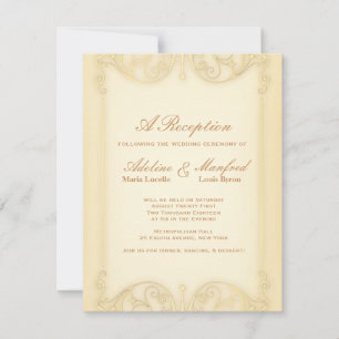 Invitation Nouveau Victorien : Mariage Fantaisie Pale Gold