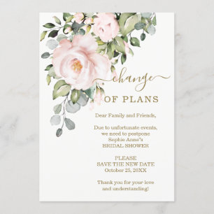 Invitation Nouveaux plans Fête des mariées Fleurs roses repor