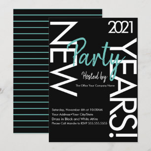 Invitation Nouvel An 2021 White Turquoise Typography Company