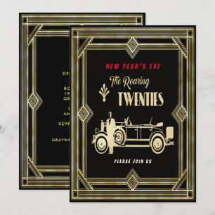 Invitation Nouvel An : Années folles et fête automobile, ZRP