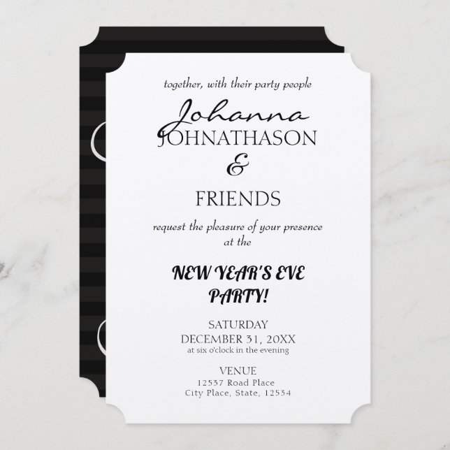 Invitation Nouvel An Black Funny Custom Custom (Devant / Derrière)