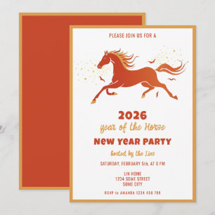 Invitation Nouvel An chinois 2026 Cheval Encre Fête du Nouvel
