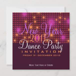 Invitation Nouvel An Dance Party Étoiles et feux d'artifice I