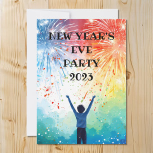 Invitation Nouvel An Eve Party Rainbow Fireworks