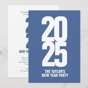 Invitation Nouvel An Fête ou événement Typographie bleu blanc