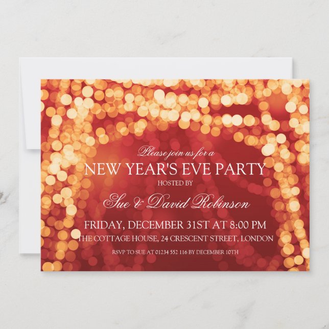Invitation Nouvel An Gold String Party (Devant)