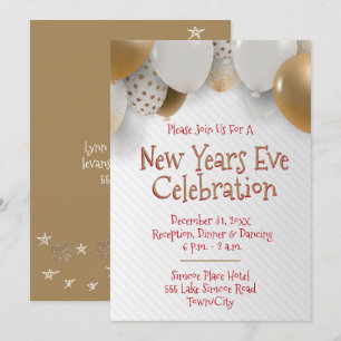 Invitation Nouvel An, Gold & White Party