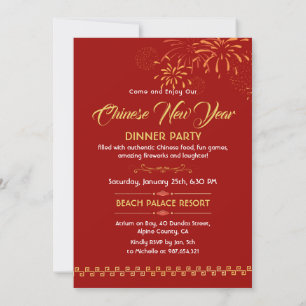 Invitation Nouvel An Lunaire Chinois 2026 Fête de l'Année du