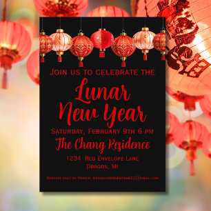 Invitation Nouvel An lunaire de la lanterne chinoise Nouvel A