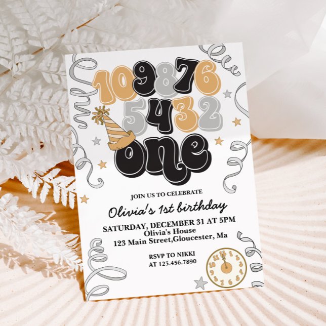 Invitation Nouvel An Réveillon Compte Premier Anniversaire In (Créateur téléchargé)