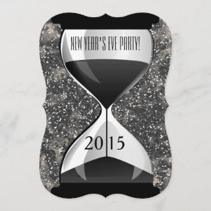Invitation Nouvel An Soirée Noire Étincelles Hourglass