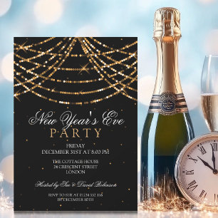 Invitation Nouvel An Sove Party Chaîne Festive Lumières Or