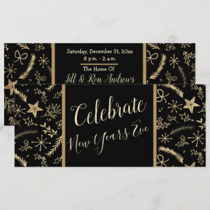 Invitation Nouvel An Sove Party Noir et or