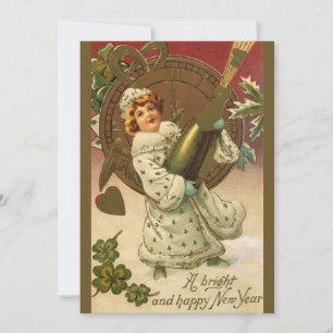 Invitation Nouvel An Victorien vintage Réveillon Champagne An