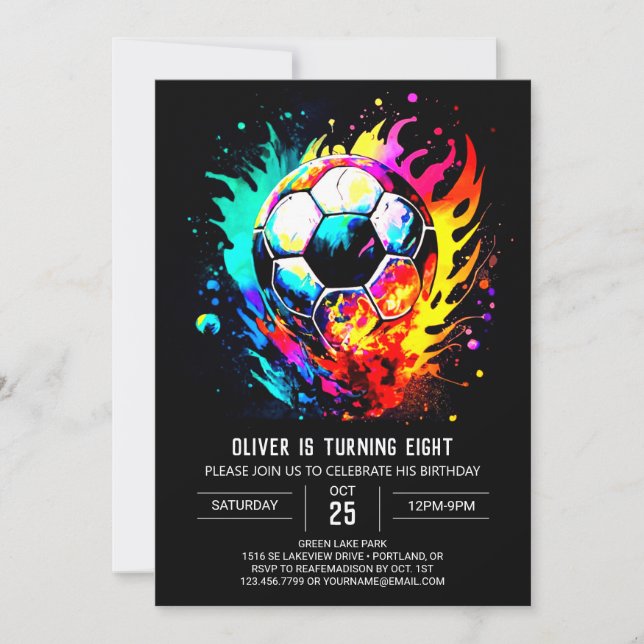 Invitation Nouvel anniversaire de football en aquarelle sport (Devant)