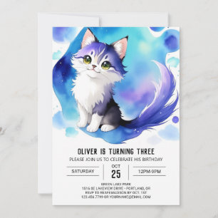 Invitation Nouvel anniversaire de Kitty numérique mignon