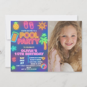 Invitation Nouvel anniversaire de la fête de la piscine de Ne
