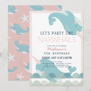 Invitation Nouvel anniversaire de la fille rose marine des va