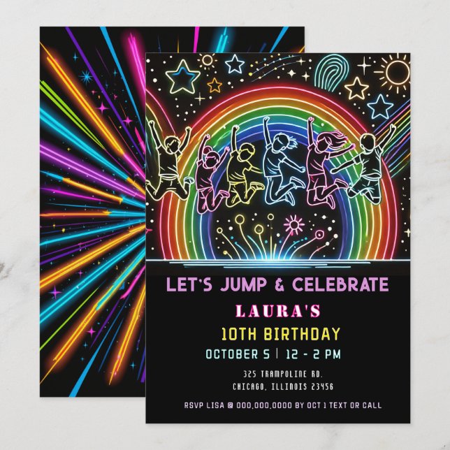 Invitation Nouvel anniversaire de la Trampoline de New-York (Devant / Derrière)