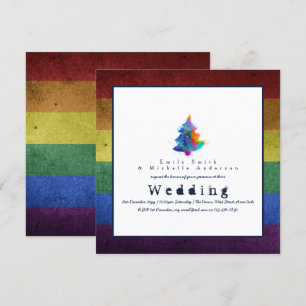 Invitation Nouvel arbre de Noël arc-en-ciel LGBT Fierté Gay M