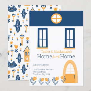 Invitation Nouvelle adresse de maison Hygge Maison bleue jaun