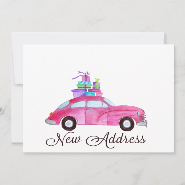 Invitation Nouvelle adresse Voiture de Noël classique (Devant)