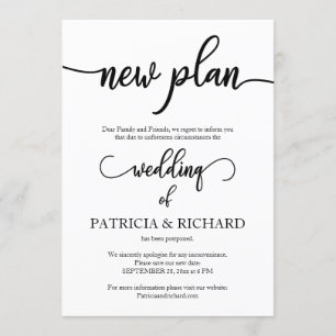 Invitation Nouvelle annonce de mariage reportée
