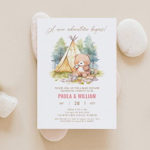 Invitation Nouvelle aventure Happy Camper Baby Girl Shower In