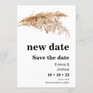 Invitation Nouvelle Date Pampas Grass Wedding Enregistrer La 